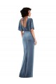 Compre Azul polvoriento Cubierta Terciopelo Elástico Largo Vestidos de dama de honor / Vestidos de fiesta