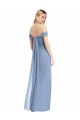 Compre Azul polvoriento Sirena Hombros Descubiertos Gasa Largo Vestidos de dama de honor