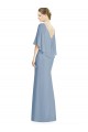 Compre Azul polvoriento Trompeta Cuello en V Gasa Largo Vestidos de dama de honor