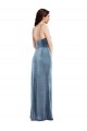 Compre Azul polvoriento Trompeta Tirantes espagueti Terciopelo Elástico Largo Formales Vestidos de dama de honor / Vestidos de fiesta