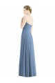 Compre Azul polvoriento línea A Cuello de Corazón Gasa Largo Vestidos de dama de honor