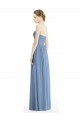 Compre Azul polvoriento línea A Cuello de Corazón Sin tirantes Gasa Largo Vestidos de dama de honor