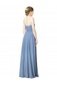 Compre Azul polvoriento línea A Cuello de Corazón Sin tirantes Gasa Largo Vestidos de dama de honor