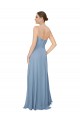 Compre Azul polvoriento línea A Cuello de Corazón Sin tirantes Gasa Largo Vestidos de dama de honor