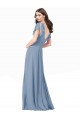 Compre Azul polvoriento línea A Cuello en V Gasa Largo Vestidos de dama de honor / Vestidos de fiesta