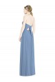 Compre Azul polvoriento línea A Halter Gasa Largo Vestidos de dama de honor