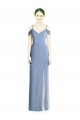 Compre Azul polvoriento línea A Hombros Descubiertos Gasa Largo Formales Vestidos de dama de honor / Vestidos de noche