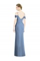 Compre Azul polvoriento línea A Hombros Descubiertos Gasa Largo Formales Vestidos de dama de honor / Vestidos de noche