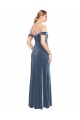 Compre Azul polvoriento línea A Hombros Descubiertos Sin tirantes Terciopelo Elástico Largo Vestidos de dama de honor / Vestidos de fiesta