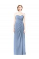 Compre Azul polvoriento línea A Sin tirantes Gasa Largo Vestidos de dama de honor