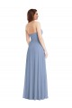 Compre Azul polvoriento línea A Sin tirantes Gasa Largo Vestidos de dama de honor