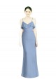 Compre Azul polvoriento línea A Tirantes espagueti Cuello en V Gasa Largo Vestidos de dama de honor