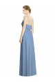 Compre Azul polvoriento línea A Tirantes espagueti Cuello en V Gasa Largo Vestidos de dama de honor