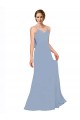 Compre Azul polvoriento línea A Tirantes espagueti Gasa Largo Vestidos de dama de honor