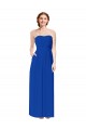 Compre Azul real Cubierta Cuello de Corazón Gasa Largo Vestidos de dama de honor