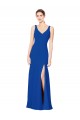 Compre Azul real Cubierta Cuello de Corazón Gasa Largo Vestidos de dama de honor