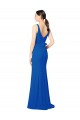 Compre Azul real Cubierta Cuello de Corazón Gasa Largo Vestidos de dama de honor