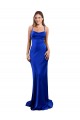 Compre Azul real Cubierta Satén sedoso Largo Formales Vestidos de dama de honor / Vestidos de fiesta