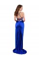 Compre Azul real Cubierta Satén sedoso Largo Formales Vestidos de dama de honor / Vestidos de fiesta