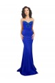 Compre Azul real Sirena Cuello Alto Crepé Elástico Largo Formales Vestidos de dama de honor / Vestidos de fiesta