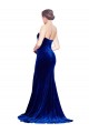 Compre Azul real Sirena Cuello de Corazón Sin tirantes Barrer tren Terciopelo Elástico Largo Formales Vestidos de dama de honor / Vestidos de fiesta
