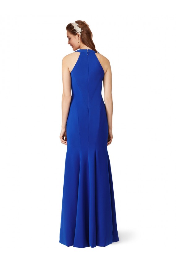 Compre Azul real Sirena Cuello en V Crepé Elástico Largo Formales Vestidos de dama de honor / Vestidos de fiesta