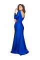 Compre Azul real Sirena Cuello en V Satén sedoso Largo Formales Vestidos de dama de honor / Vestidos de fiesta