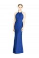 Compre Azul real Trompeta Halter Cuello Alto Gasa Largo Vestidos de dama de honor