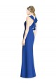 Compre Azul real Trompeta Halter Cuello Alto Gasa Largo Vestidos de dama de honor