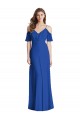 Compre Azul real Trompeta Tirantes espagueti Cuello en V Gasa Largo Vestidos de dama de honor
