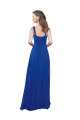 Compre Azul real línea A Cuadrado Gasa Largo Vestidos de dama de honor