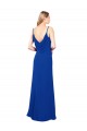 Compre Azul real línea A Cuello de Corazón Gasa Largo Vestidos de dama de honor