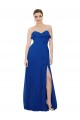 Compre Azul real línea A Cuello de Corazón Sin tirantes Gasa Largo Vestidos de dama de honor