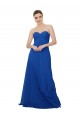 Compre Azul real línea A Cuello de Corazón Sin tirantes Gasa Largo Vestidos de dama de honor