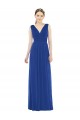 Compre Azul real línea A Cuello en V Gasa Largo Vestidos de dama de honor