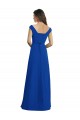 Compre Azul real línea A Cuello en V Gasa Largo Vestidos de dama de honor