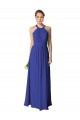 Compre Azul real línea A Halter Gasa Largo Vestidos de dama de honor