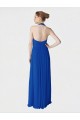 Compre Azul real línea A Halter Gasa Largo Vestidos de dama de honor