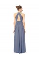 Compre Azul real línea A Halter Gasa Largo Vestidos de dama de honor