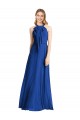 Compre Azul real línea A Halter Gasa Largo Vestidos de dama de honor