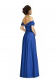 Compre Azul real línea A Hombros Descubiertos Gasa Largo Vestidos de dama de honor