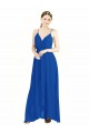 Compre Azul real línea A Tirantes espagueti Cuello en V Gasa Largo Vestidos de dama de honor