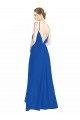 Compre Azul real línea A Tirantes espagueti Cuello en V Gasa Largo Vestidos de dama de honor