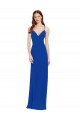 Compre Azul real línea A Tirantes espagueti Cuello en V Gasa Largo Vestidos de dama de honor