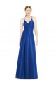 Compre Azul real línea A Tirantes espagueti Cuello en V Satén Largo Vestidos de dama de honor