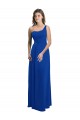 Compre Azul real línea A Un Hombre Gasa Largo Vestidos de dama de honor