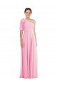 Compre Barely rosa Trompeta Un Hombre Gasa Largo Vestidos de dama de honor