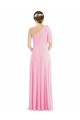 Compre Barely rosa Trompeta Un Hombre Gasa Largo Vestidos de dama de honor