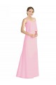 Compre Barely rosa línea A Tirantes espagueti Gasa Largo Vestidos de dama de honor