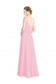 Compre Barely rosa línea A Tirantes espagueti Gasa Largo Vestidos de dama de honor